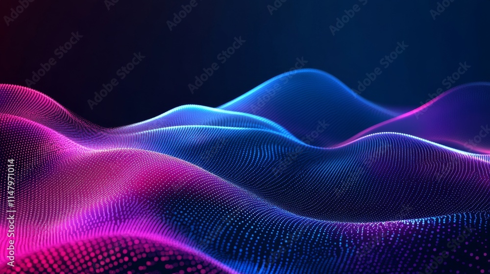 Poster colorful abstract digital waves creating a mesmerizing landscape of light and motion in a virtual sp