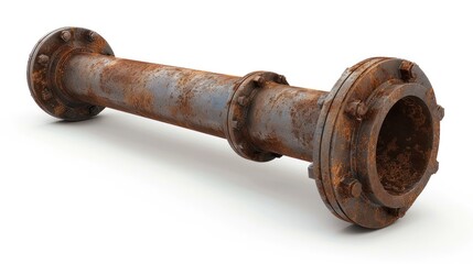 Weathered and Rusty Industrial Pipe with Textured Grunge Metal Surface in Abandoned Background  Old Vintage Machinery Equipment and Engineering Infrastructure Concept