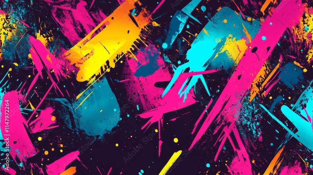 Aufkleber colorful abstract painting with vibrant splashes and dynamic brush strokes in a modern art style cre
