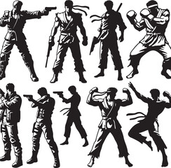 Fighter Sets Vector Illustration