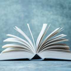 open book on blue background