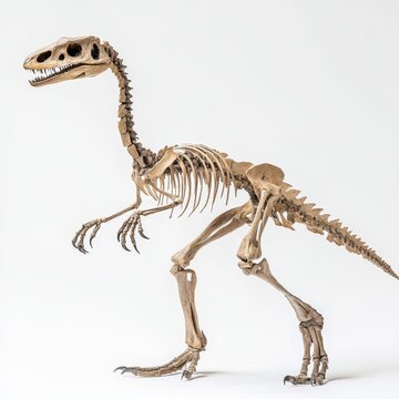 Isolated Skeleton of Eoraptor lunensis Displayed in Artistic Pose for Paleontological Study and Educational Purposes