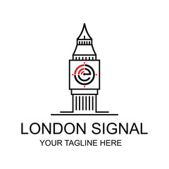 Big Ben clock tower with outline design