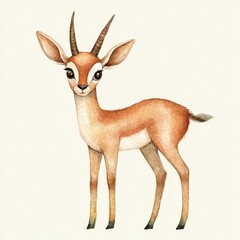 Fototapeta premium Adorable Watercolor Antelope Character Illustrating Playfulness and Charm in Soft Pastel Colors