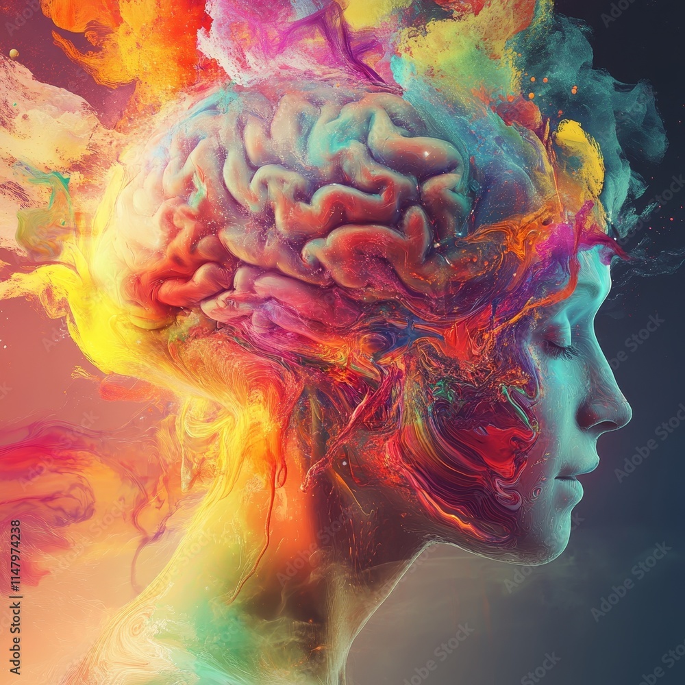 Aufkleber exploring creativity and imagination through vibrant colors and abstract elements expressing the dim