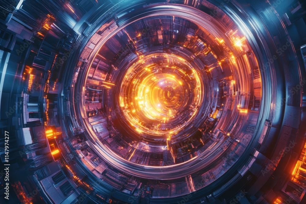 Poster Vivid abstract design featuring swirling colors and futuristic patterns in a digital space