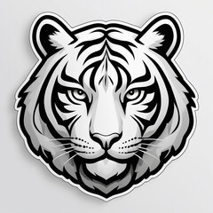 A white tiger face with black stripes
