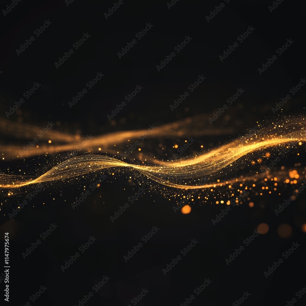 Aufkleber golden light waves create a mesmerizing display against a dark background, evoking a sense of moveme