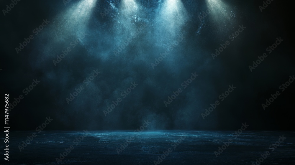Poster mysterious stage ambiance with dramatic lighting and fog creating a captivating atmospheric effect f