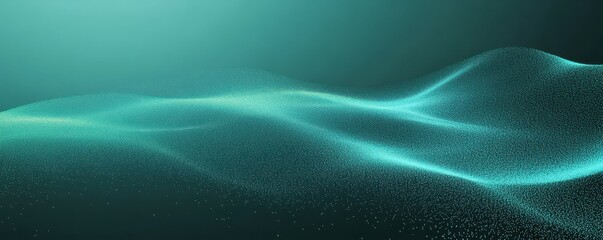 Obraz premium A textured, grainy background with a blue-green color gradient, creating a vibrant, glowing effect for a poster or cover header design.