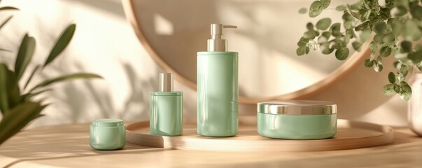 Cosmetic Bottles Scene Mockup