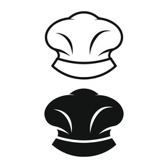chef's hat icon vector illustration, line art design