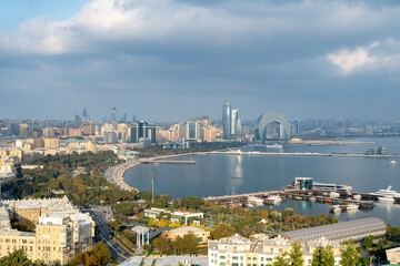 Skyline of Baku, Azerbaijan. View from above