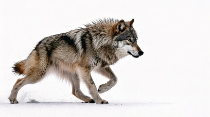 Obraz premium Wolf in a dynamic running pose