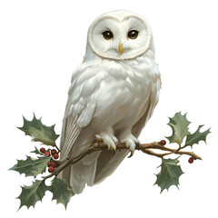 Obraz premium Snowy Winter Owl Clipart Vector Illustration