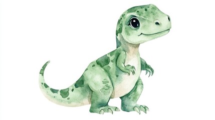 Fototapeta premium Adorable Pastel Green Dinosaur Character in Charming Style Perfect for Children’s Artwork and Educational Materials