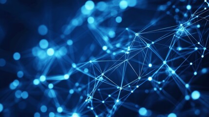 Obraz premium Digital Network Connections Depicted in Blue Color Representing Technology and Communication Systems in a Modern Background