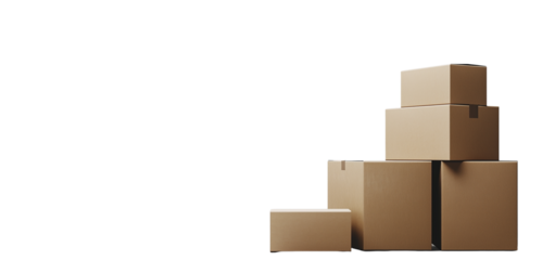 Cardboard boxes mockup isolated on a transparent background