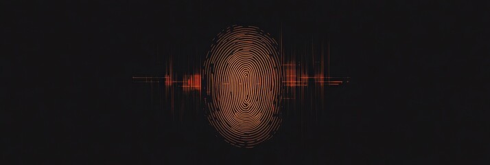 Digital fingerprint graphic with sound waves and ample copy space for design applications. Generative AI