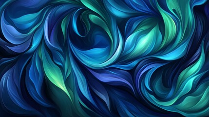Fototapeta premium Abstract Blue and Teal Swirling Floral Design