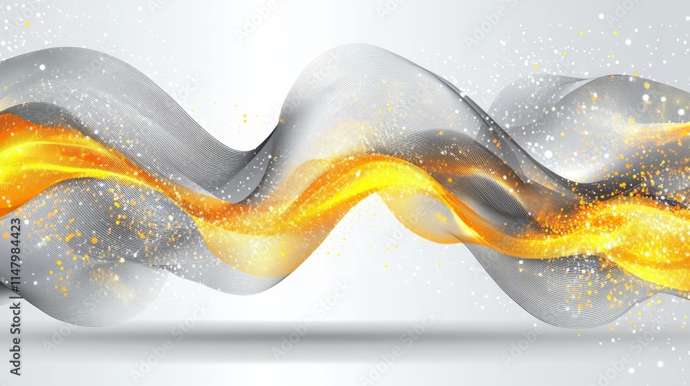 Aufkleber dynamic abstract waves with golden accents flowing through a light background showcasing motion and 