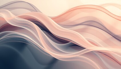 Abstract Waves of Peach Gray and Beige Hues