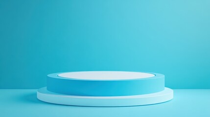 Two Tiered Circular Platform Against Blue Background