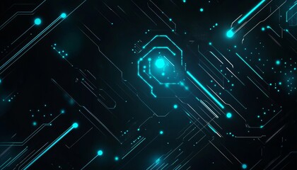 Abstract Digital Background With Glowing Lines and Circuits in Blue and Black Colors Representing Technology and Innovation