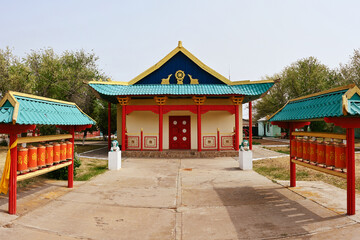 Obraz premium Entrance to the Buddhist temple in the village of Yashkul, Kalmykia Republic of Russia