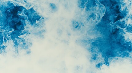 Abstract Blue Smoke Swirls and Vapor Clouds Background