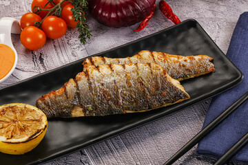 Grilled seabass fillet with lemon