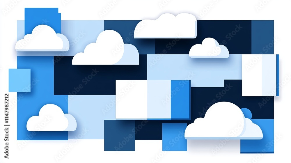 Poster abstract cloud computing network design illustration