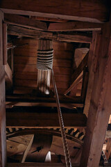 Sack hoist in traditional corn and pealing mill De Hazewind in Gieten, The Netherlands