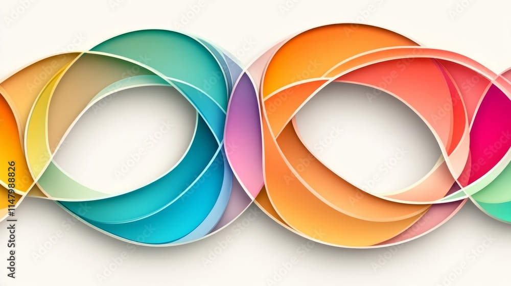 Poster abstract colorful wave design with intertwined circles