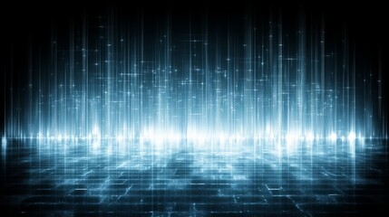 Abstract Digital Cityscape Glowing Lines and Grid