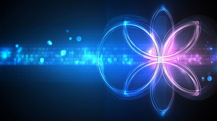 Obraz premium Abstract Digital Flower Binary Code Glow and Light