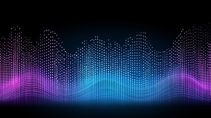 Abstract Digital Sound Wave Visualization Neon Lights