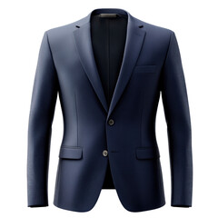 Stylish navy blue blazer on a white background, perfect for formal occasions.