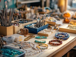 Artisan Jewelry Making Studio Beaded Bracelets, Tools, and Crafts