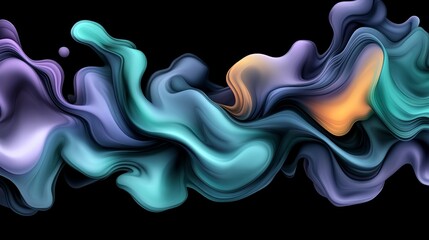 Abstract Fluid Art Teal, Purple, and Orange Swirls