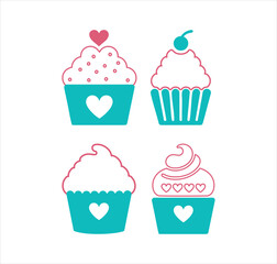 Set of cupcakes design, cupcakes vector 