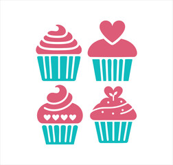 Set of cupcakes design, cupcakes vector 