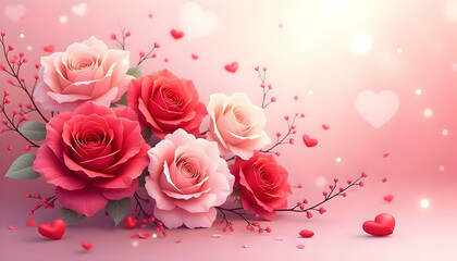 Rose and heart for valentine love