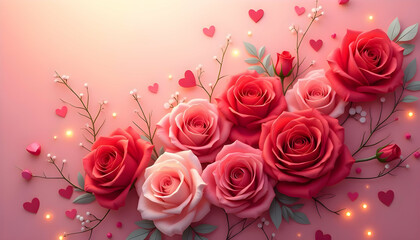 Rose and heart for valentine love