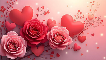 Rose and heart for valentine love