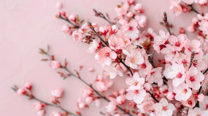 Delicate pink blossoms on soft background