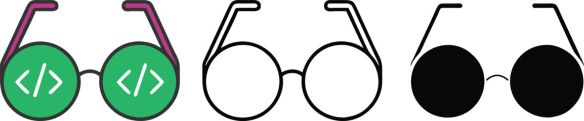 Coding Glasses Green, White, Black, Programmer, Developer, Code, Round, Spectacles, Vision