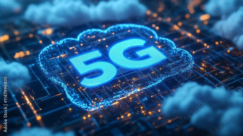 Poster digital representation of 5g technology showcasing its impact on modern connectivity in a virtual la