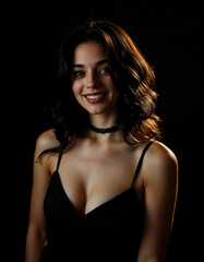 Naklejka premium portrait of a woman dark ambience