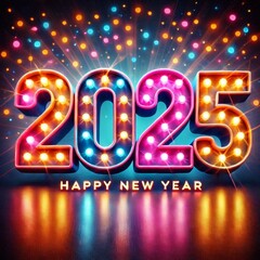 Happy New year illustration image 2025, celebration party New year, 2025 illustration image